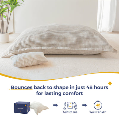 MAXYOYO Giant Bean Bag Chair with Pillow, 3 in 1 Convertible Bean Bag Bed for Adults with Washable Cover, Removable Floor Cushion Stuffed Floor Lounger for Living Room Bedroom, White