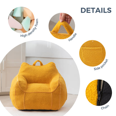 MAXYOYO Kids Bean Bag Chair, Sherpa Bean Bag Couch with Decorative Edges for children's room (Lemon Yellow)