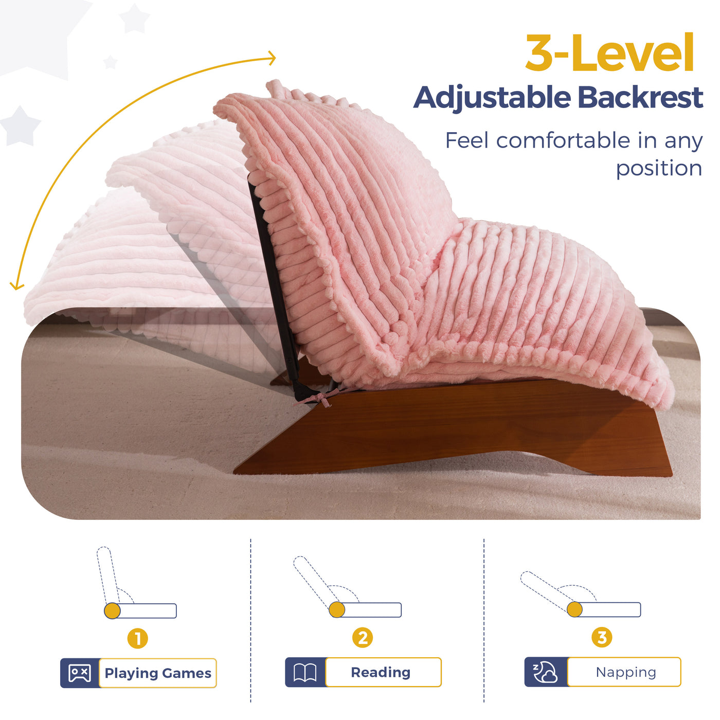 MAXYOYO Adjustable Living Room Chair, 3-Position Bean Bag Chair with Removable Cover, Upholstered Accent Chair with Frame, Soft Reclining Lounge for Bedroom, Apartment, Office