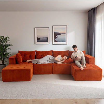 U Shaped Modular Sofa #color_orange