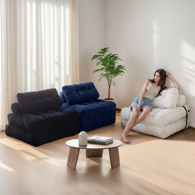 corduroy bean bag folding sofa#color_navy