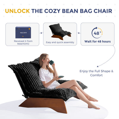 MAXYOYO Adjustable Living Room Chair, 3-Position Bean Bag Chair with Removable Cover, Upholstered Accent Chair with Frame, Soft Reclining Lounge for Bedroom, Apartment, Office
