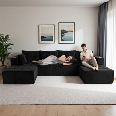 U Shaped Modular Sofa #color_black