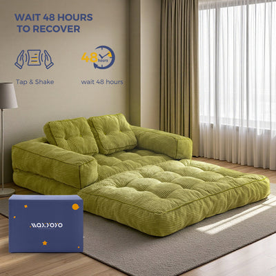 MAXYOYO Folding Sofa Bed with Armrest – 2-Seat Foldable Couch, Green