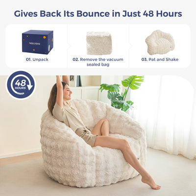 MAXYOYO Giant Bean Bag Chair for Adults, Stuffed Shell-Shaped Large Bean Bag Couch, Cozy Living Room Chair with Filler, Floor Sofa Lazy Sofa for Bedroom Living Room
