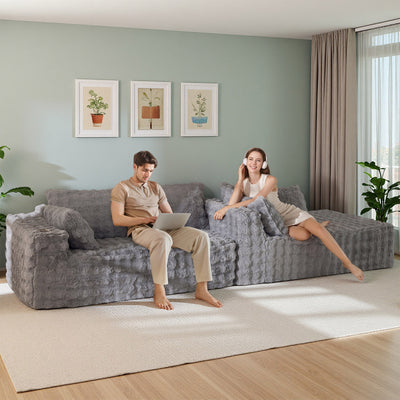 MAXYOYO Bubble 104" Modular Sectional Couch with L-Shape Chaise, Modern Boneless Couch for Living Room, Sofa in A Box