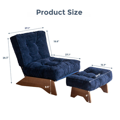 MAXYOYO Adjustable Accent Chair with Ottoman, Tufted Lounge Chair Set, Navy
