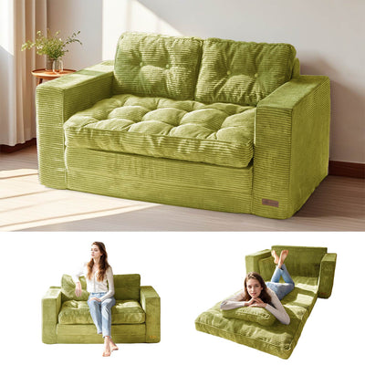 MAXYOYO Convertible Sofa Bed - 2 in 1 Folding Couch Bed, Green
