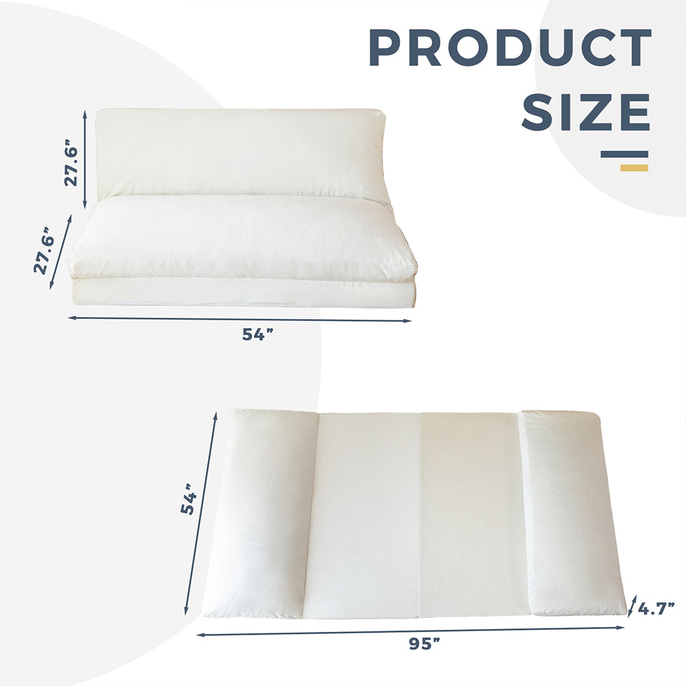 MAXYOYO Bean Bag Folding Sofa Bed, Velvet Floor Sofa with Washable Cover for Adults, Cream White