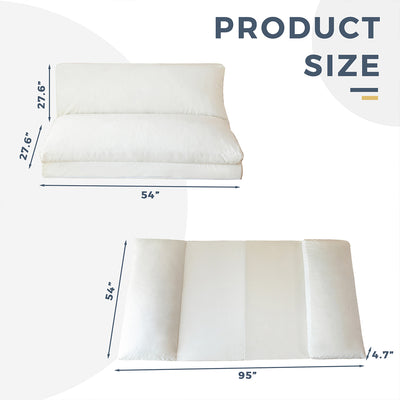MAXYOYO Bean Bag Folding Sofa Bed, Velvet Floor Sofa with Washable Cover for Adults, Cream White