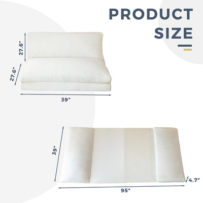 MAXYOYO Bean Bag Folding Sofa Bed, Velvet Floor Sofa with Washable Cover for Adults, Cream White