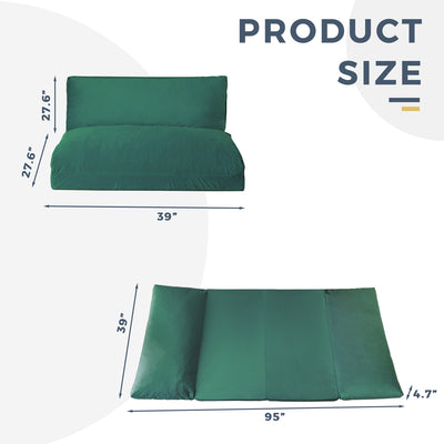 MAXYOYO Bean Bag Folding Sofa Bed, Velvet Floor Sofa with Washable Cover for Adults, Green