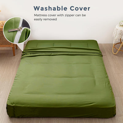 MAXYOYO 8 Inch Futon Mattress, Super Thick Square Quilting Japanese Futon Bed, Green