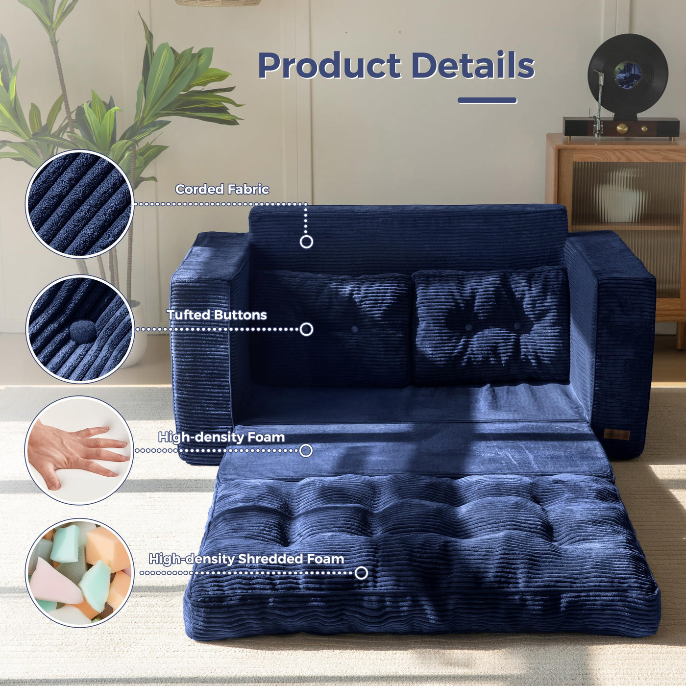 MAXYOYO Convertible Sofa Bed, Pull Out Loveseat Sleeper Sofa, 2 in 1 F ...