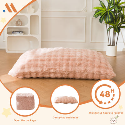 MAXYOYO 3 in 1 Kids Bean Bag Chair Bed, Child Floor Sofa for Gaming, Reading, Faux Fur Floor Mattress with High-Density Foam Filling for Living Room Bedroom