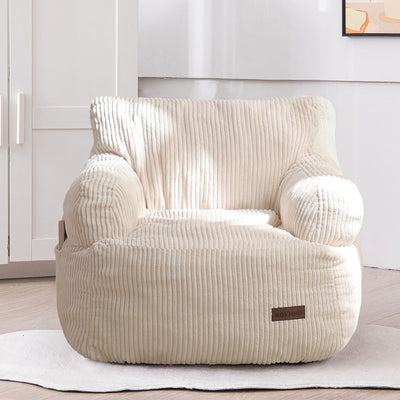 MAXYOYO Kids Bean Bag Chair, Stuffed Toddler Bean Bag Sofa with Filler Bean Bag Chair for Boys and Girls, Beige