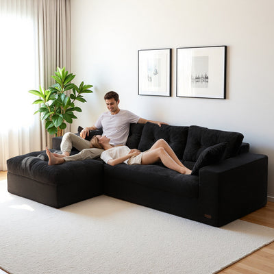 MAXYOYO L-Shaped Sectional Puffinest Modular Sofa – Convertible Ottoman, No-Assembly, 4-in-1 Flexible Layout