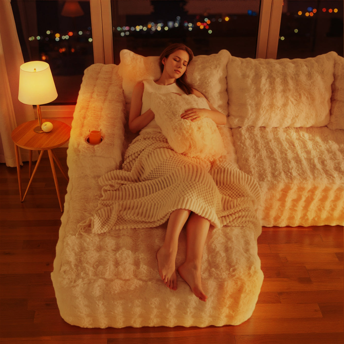 MAXYOYO Bubble 104" Modular Sectional Couch with L-Shape Chaise, Modern Boneless Couch for Living Room, Sofa in A Box