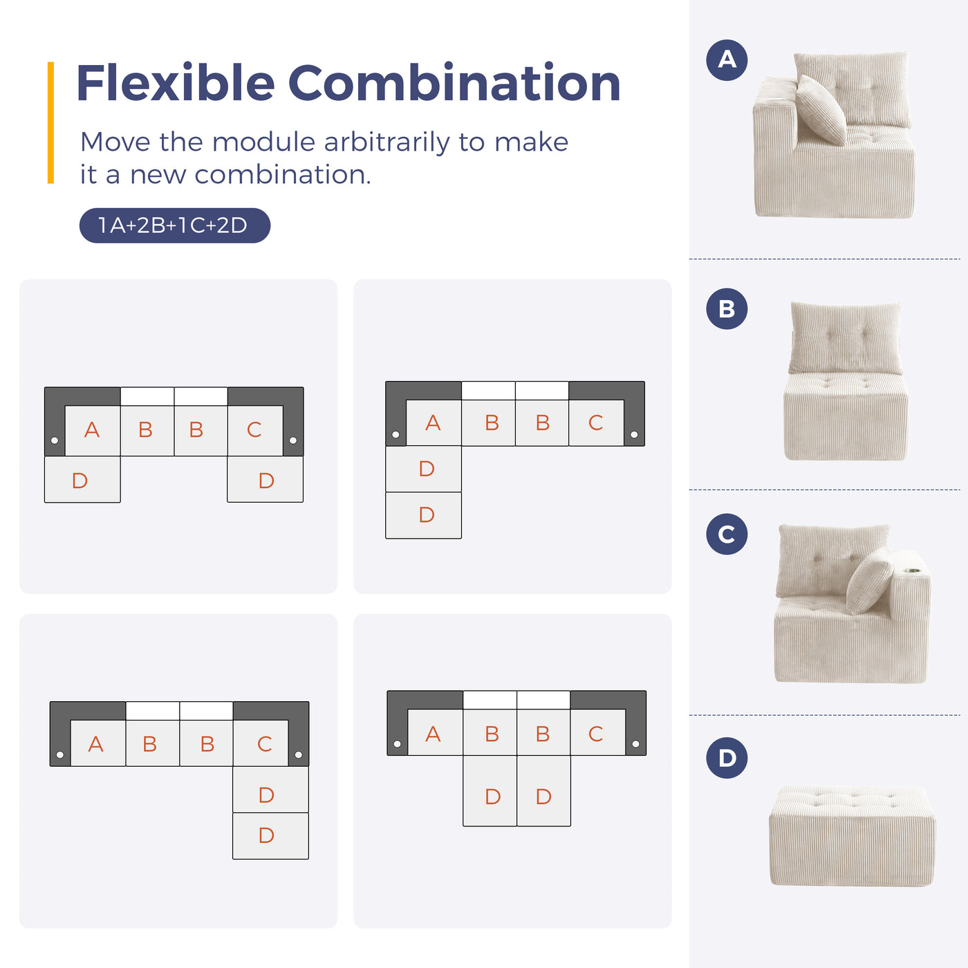 MAXYOYO Modular Sectional Sofa Couch, U Shaped Modern Cloud Couch with 2 Ottomans, Sofa in A Box, Tufted 6-Seat Boneless Sleeper Chair for Living Room, No Assembly Required, Beige