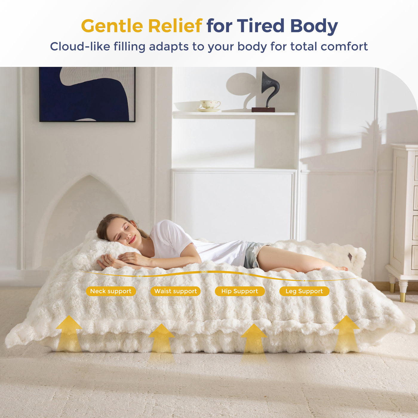 MAXYOYO Giant Bean Bag Chair with Pillow, 3 in 1 Convertible Bean Bag Chair for Adults with Removable Cover, Floor Cushion Stuffed Floor Lounger for Living Room Bedroom, Bubble