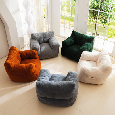 MAXYOYO Bean Bag Chair, Sherpa Bean Bag Couch, Living Room Lazy Bean Bag Sofa for Adults Kids, Grey