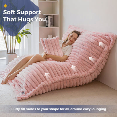 MAXYOYO Giant Bean Bag Chair with Pillow, 3 in 1 Convertible Bean Bag Bed for Adults with Washable Cover, Removable Floor Cushion Stuffed Floor Lounger for Living Room Bedroom