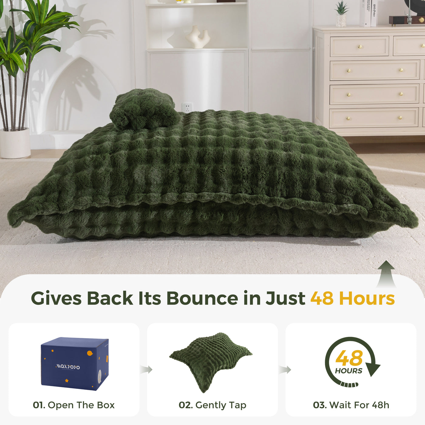 MAXYOYO Giant Bean Bag Chair with Pillow, 3 in 1 Convertible Bean Bag Chair for Adults with Removable Cover, Floor Cushion Stuffed Floor Lounger for Living Room Bedroom, Bubble