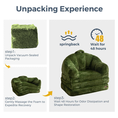 MAXYOYO Convertible Floor Sofa – Foldable Bean Bag Chair with Handle, Green