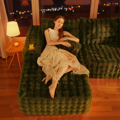 MAXYOYO Bubble 104" Modular Sectional Couch with L-Shape Chaise, Modern Boneless Couch for Living Room, Sofa in A Box