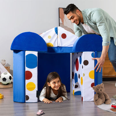 MAXYOYO 10-Piece Modular Convertible Kids Play Couch Sofa Set with Removable Velvet Covers (Multi)