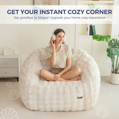 MAXYOYO Giant Bean Bag Chair for Adults, Stuffed Shell-Shaped Large Bean Bag Couch, Cozy Living Room Chair with Filler, Floor Sofa Lazy Sofa for Bedroom Living Room