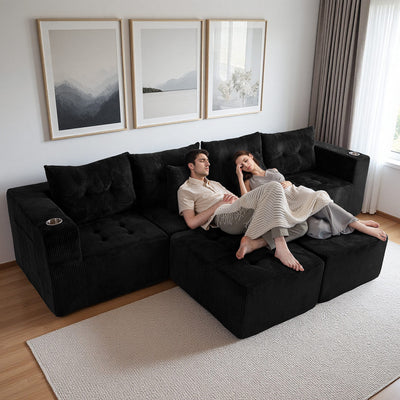 U Shaped Modular Sofa #color_black