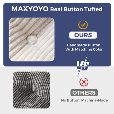 MAXYOYO 3 Seater Couch for Living Room, Boneless Couch with Tufted Cushion & Backrest, Upholstered Floor Sofa with Armrests, Sofa in A Box, No Assembly Required