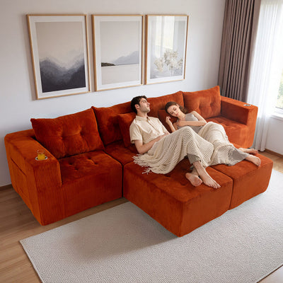 U Shaped Modular Sofa #color_orange