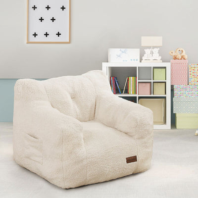 MAXYOYO Kids Sherpa Bean Bag Chair, Teddy Lazy Sofa for Girls and Boys,  Beige