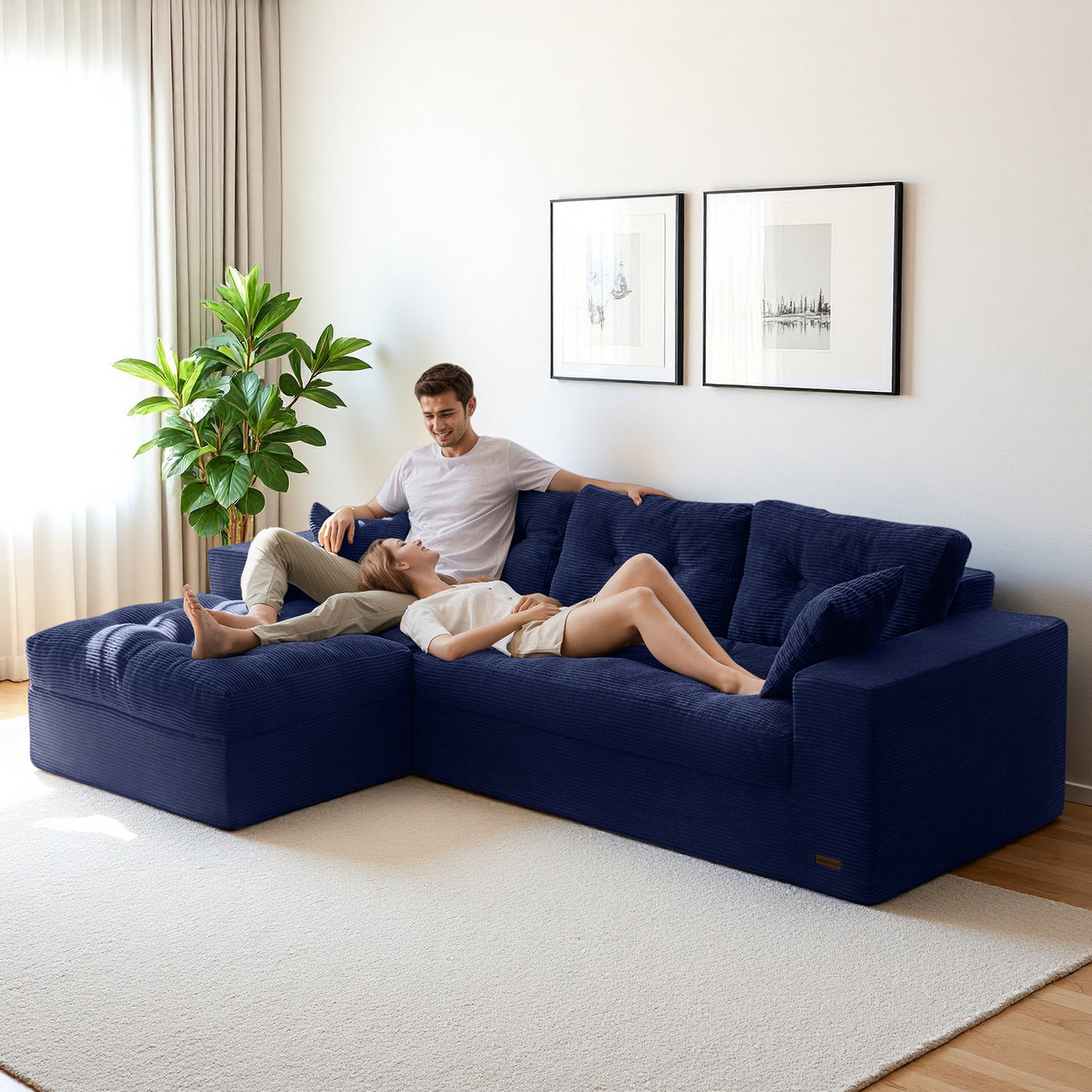 MAXYOYO L-Shaped Sectional Puffinest Modular Sofa – Convertible Ottoman, No-Assembly, 4-in-1 Flexible Layout