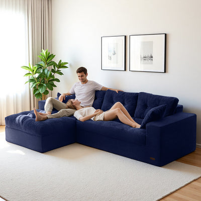 MAXYOYO L-Shaped Sectional Puffinest Modular Sofa – Convertible Ottoman, No-Assembly, 4-in-1 Flexible Layout