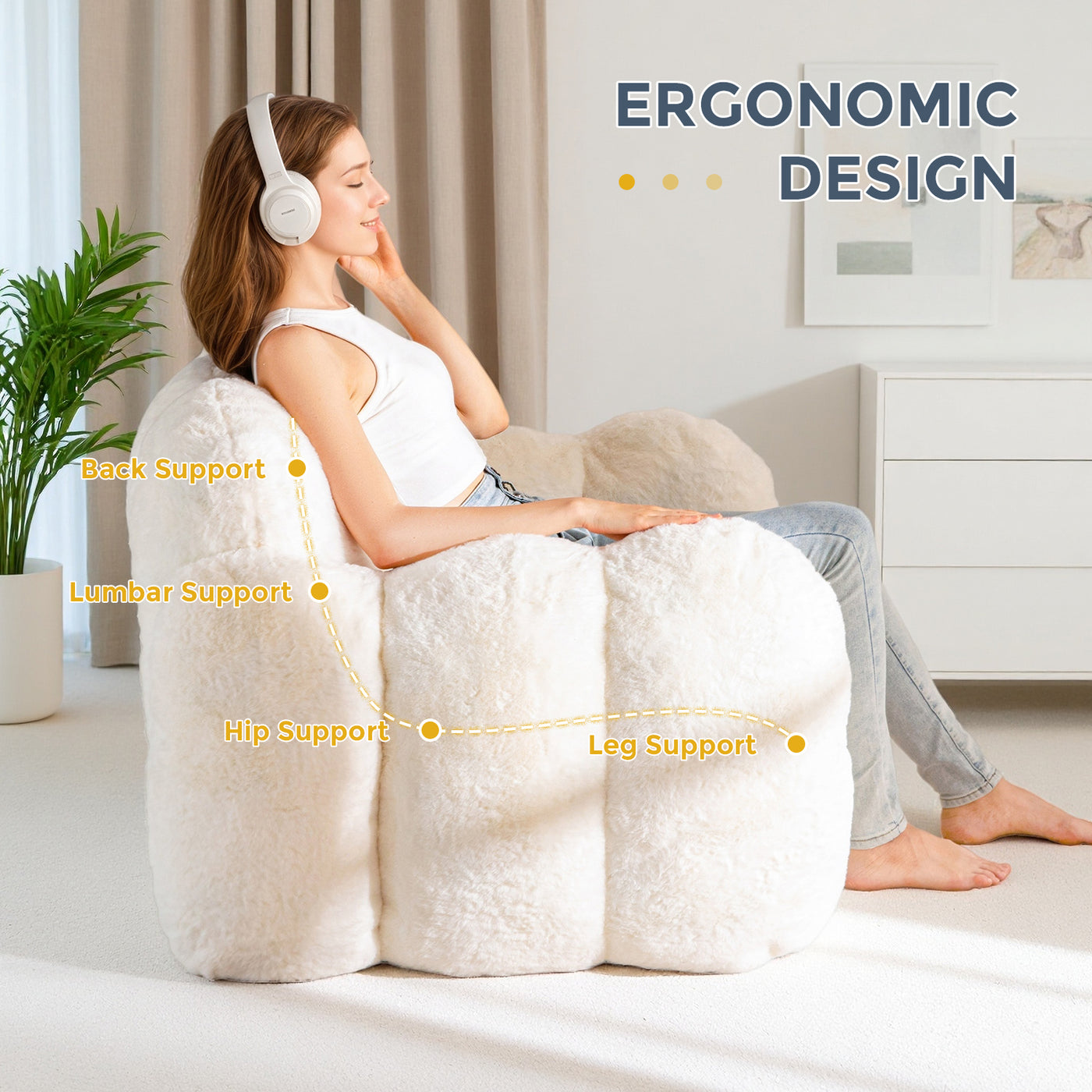 MAXYOYO Cloud Bean Bag Chair – Soft Floor Sofa for Adults, Single Floor Couch