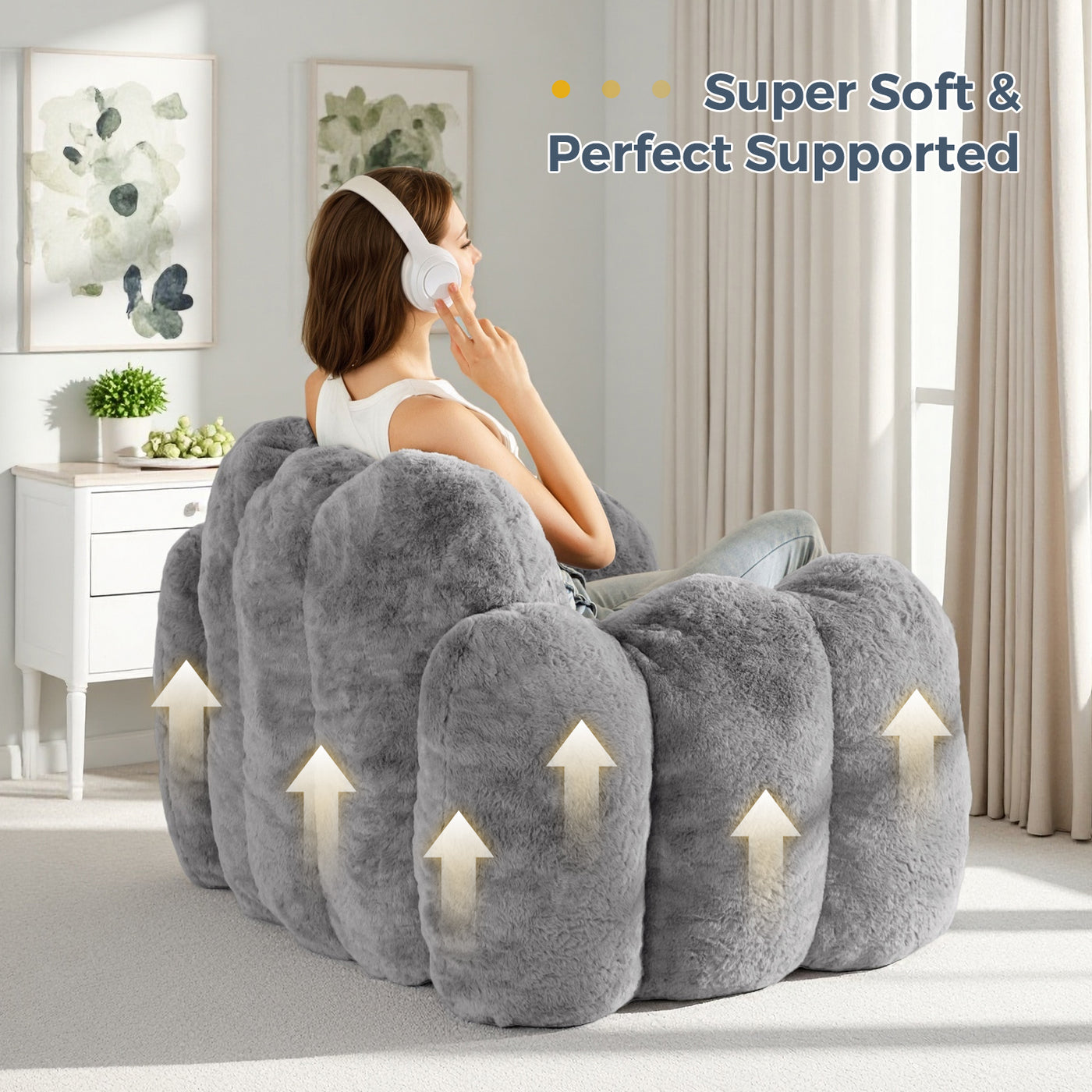 MAXYOYO Cloud Bean Bag Chair – Soft Floor Sofa for Adults, Single Floor Couch