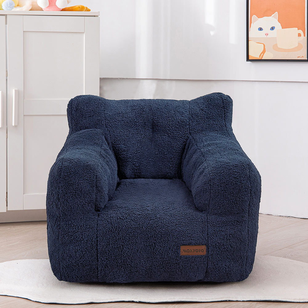 MAXYOYO Kids Sherpa Bean Bag Chair, Teddy Lazy Sofa for Girls and Boys, Navy
