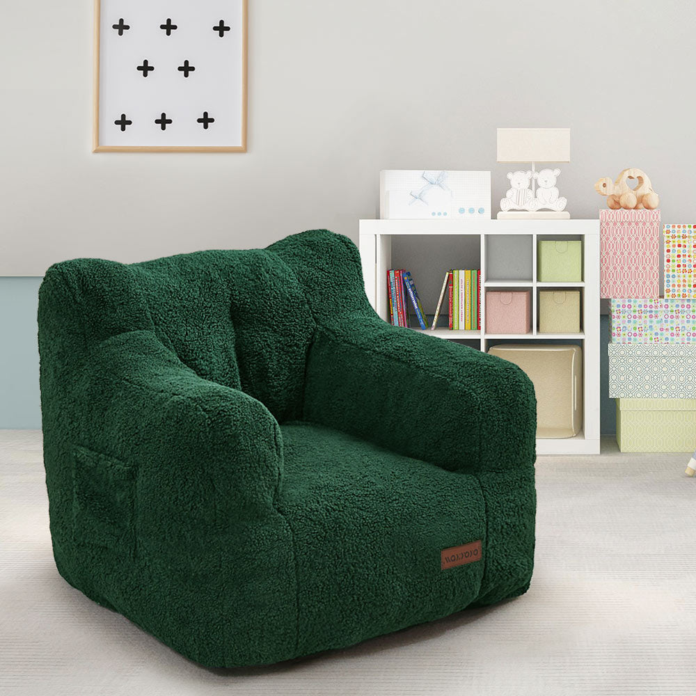 MAXYOYO Kids Sherpa Bean Bag Chair, Teddy Lazy Sofa for Girls and Boys,  Green