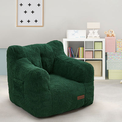 MAXYOYO Kids Sherpa Bean Bag Chair, Teddy Lazy Sofa for Girls and Boys,  Green