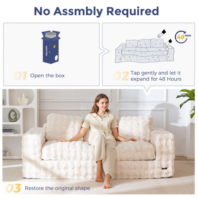 MAXYOYO 3 Seater Sofa for Living Room, Tufted Boneless Couch Bubbled Sofa Couch, Comfy Bean Bag Chair for Bedroom Apartment, No Assembly Needed