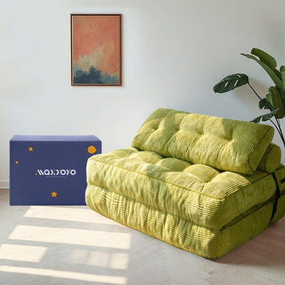 MAXYOYO Folding Sofa Bed, Convertible Sleeper Chair with Pilow Foldable Matress with Back Support(Double),Green