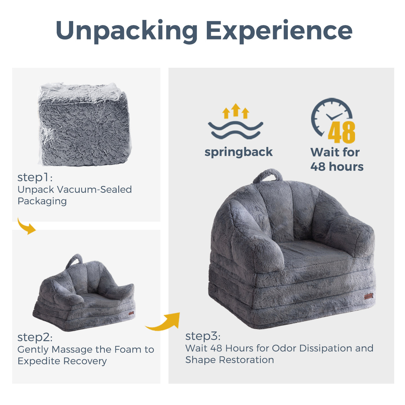MAXYOYO 2-in-1 Folding Sofa Bed – Faux Fur Convertible Chair, Grey