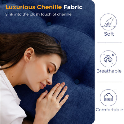 MAXYOYO Tri-Fold Mattress, 6 Inch Tufted Folding Mattress with Chenille Fabric, Portable Queen Size Floor Guest Mat for Adults, Foldable Topper for Camping