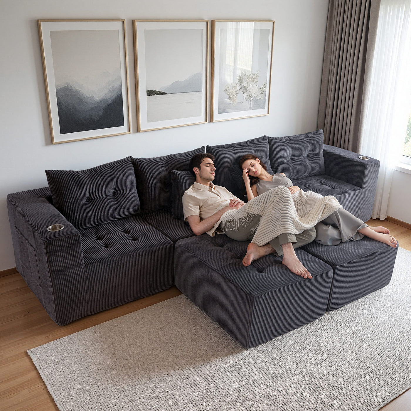 U Shaped Modular Sofa #color_grey