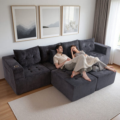 U Shaped Modular Sofa #color_grey
