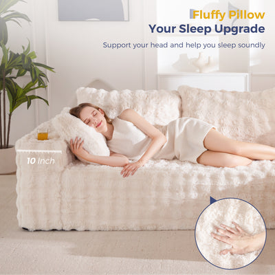MAXYOYO 104" Modular Sectional Couch with L-Shape Chaise, Modern Boneless Couch for Living Room, Sofa in A Box, Oversized Sofa Sleeper with Deep Seat, No Assembly Required, Beige