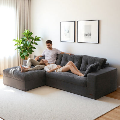 MAXYOYO L-Shaped Sectional Puffinest Modular Sofa – Convertible Ottoman, No-Assembly, 4-in-1 Flexible Layout